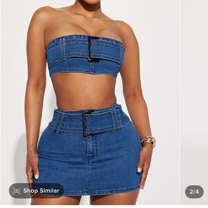 “Looking Hot Denim Skirt Set - Denim” -Fashion Nova
